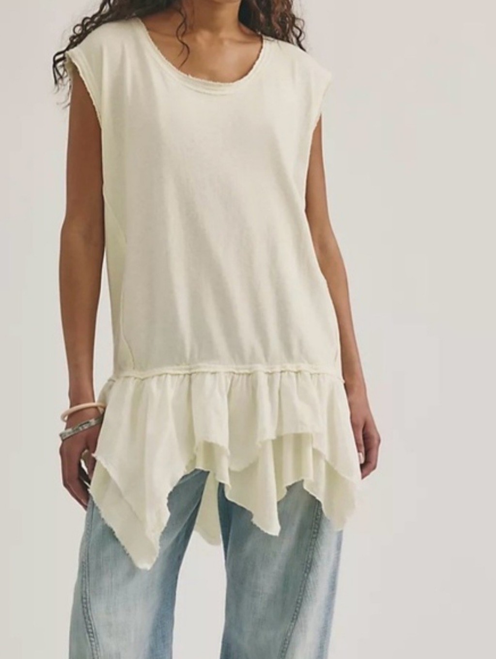 Free People We The Free Kris Ruffle Tunic- Ivory